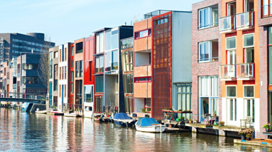 Street in Zeeburg district of Amsterdam, Netherlands-Shutterstock_181258034
